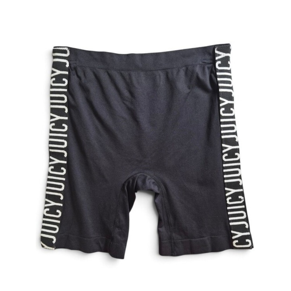 Juicy Couture Biker Shorts Women XL Black Logo Side Stripe Athleisure Y2k Gymfit